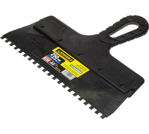 STAYER PROFlat, 250 мм, зуб 6 х 6 мм, пластиковая ручка, зубчатый, нержавеющий фасадный шпатель, Professional (1009-25-06) купить  в Сочи