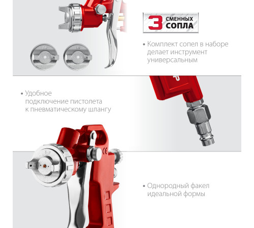 ЗУБР MS 200-3, 1.2, 1.5, 1.8 мм, пневматический краскопульт с верхним бачком (06458) купить  в Сочи