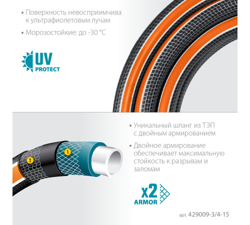 GRINDA ULTRA 6, 3/4″, 15 м, 25 атм, шестислойный, двойное армирование, поливочный шланг, PROLine (429009-3/4-15 купить в Сочи GRINDA ULTRA 6, 3/4″, 15 м, 25 атм, шестислойный, двойное армирование, поливочный шланг, PROLine (429009-3/4-15 купить в Сочи