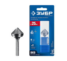 ЗУБР 25х12 мм, тип K (зенкер с вершиной 90°), хв-к 6 мм, твердосплавная борфреза, ПРОФЕССИОНАЛ (28809-25-12)