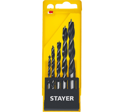 STAYER M-type, 5 шт: 4-5-6-8-10 мм, набор сверл спиральных по дереву (2942-H5) купить в Сочи STAYER M-type, 5 шт: 4-5-6-8-10 мм, набор сверл спиральных по дереву (2942-H5) купить в Сочи