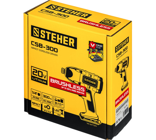 STEHER V1, 20 В, 300 Н·м, без АКБ, бесщеточный винтоверт (CSB-300) купить в Сочи STEHER V1, 20 В, 300 Н·м, без АКБ, бесщеточный винтоверт (CSB-300) купить в Сочи