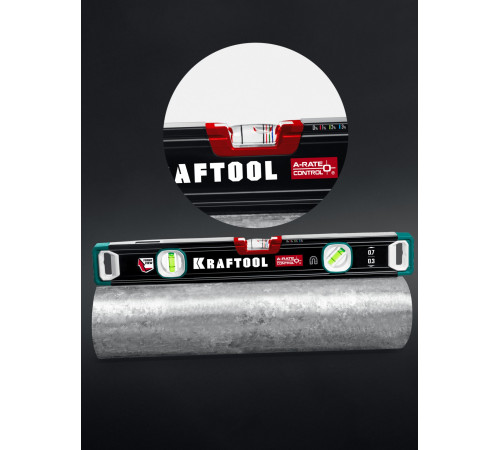 KRAFTOOL A-RATE CONTROL, 400 мм, точность 0.3 мм/м, с зеркальным глазком, сверхпрочный магнитный уровень (34988-40) для контроля горизонтальности и вертикальности поверхностей KRAFTOOL A-RATE CONTROL, 400 мм, точность 0.3 мм/м, с зеркальным глазком, сверхпрочный магнитный уровень (34988-40) для контроля горизонтальности и вертикальности поверхностей