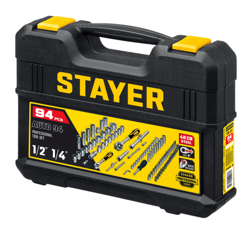 STAYER AUTO 94, 94 предм., (1/2″+1/4″), универсальный набор инструмента, Professional (27760-H94) купить в Сочи STAYER AUTO 94, 94 предм., (1/2″+1/4″), универсальный набор инструмента, Professional (27760-H94) купить в Сочи