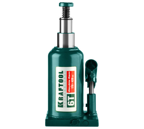 KRAFTOOL DOUBLE RAM, 6 т, 170 - 420 мм, с увеличенным подъемом, двухштоковый бутылочный домкрат (43463-6) купить  в Сочи