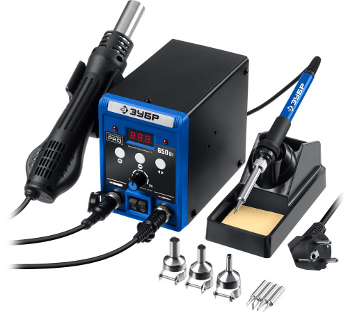 ЗУБР ПСР-650, 100 - 500°С, 650 Вт, 2 в 1, ремонтная паяльная станция, Профессионал (55427) купить  в Сочи