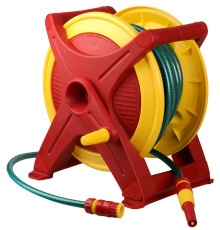 GRINDA HS-25, шланг 25 м x 1/2″, поливочный набор 4 предмета, возможность крепить к стене, катушка со шлангом в комплекте (8-428441)