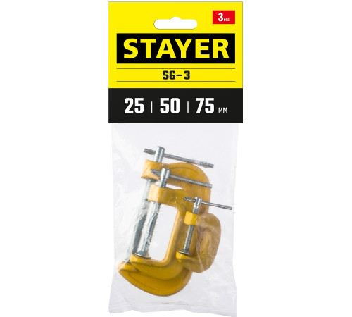 STAYER SG-3, 25-50-75 мм, 3 шт, набор чугунных струбцин G (3212-H3) купить в Сочи STAYER SG-3, 25-50-75 мм, 3 шт, набор чугунных струбцин G (3212-H3) купить в Сочи