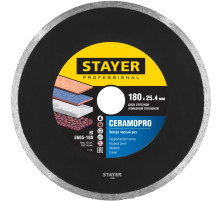 STAYER Сeramo-25, d 180 мм, (25.4 мм, 5 х 2.2 мм), сплошной алмазный диск, Professional (3665-180)