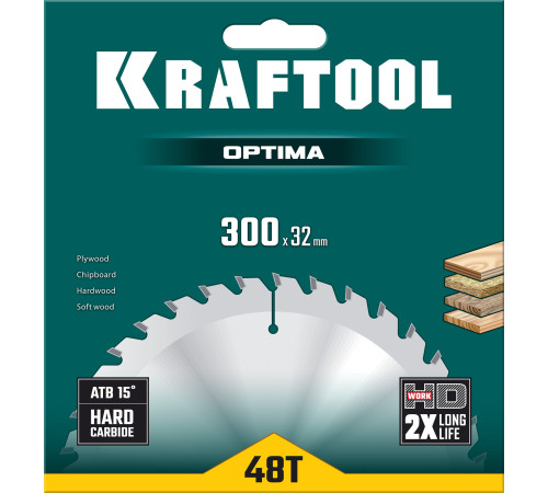KRAFTOOL Optima, 300 х 32 мм, 48Т, пильный диск по дереву (36951-300-32) купить в Сочи KRAFTOOL Optima, 300 х 32 мм, 48Т, пильный диск по дереву (36951-300-32) купить в Сочи