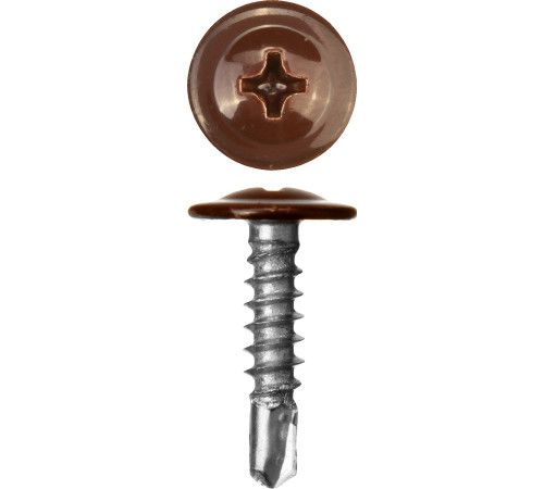 ЗУБР ПШМ-С 8017, 19 х 4.2 мм, шок.-коричн., 450 шт, саморез с пресс-шайбой и сверлом (300211-42-019-8017) купить  в Сочи