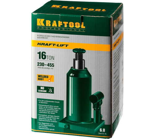 KRAFTOOL KRAFT-LIFT, 16 т, 230 - 460 мм, бутылочный гидравлический домкрат (43462-16) купить в Сочи KRAFTOOL KRAFT-LIFT, 16 т, 230 - 460 мм, бутылочный гидравлический домкрат (43462-16) купить в Сочи
