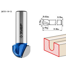 ЗУБР 19 x 13 мм, радиус 9.5 мм, фреза пазовая галтельная, Профессионал (28751-19-13)