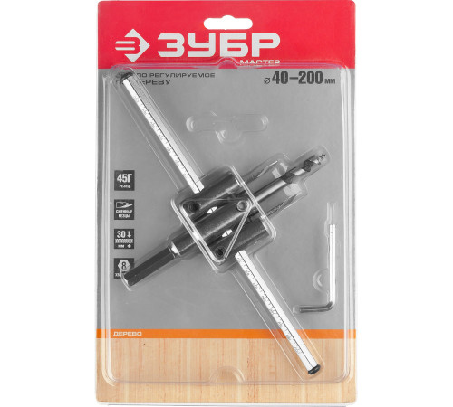 ЗУБР d 40-200 мм, глубина реза 30 мм, регулируемое сверло по дереву (29440-200) купить  в Сочи
