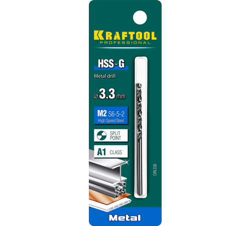 KRAFTOOL HSS-G, 3.3 х 65 мм, сталь P6M5, сверло по металлу (29651-3.3) купить в Сочи KRAFTOOL HSS-G, 3.3 х 65 мм, сталь P6M5, сверло по металлу (29651-3.3) купить в Сочи