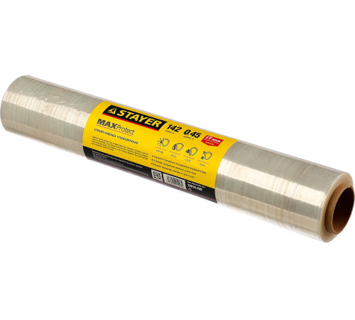 STAYER MaxProtect, 142 м х 450 мм, 17 мкм, УФ стойкая, ручная, упаковочная стрейч-пленка (12610-450) купить в Сочи STAYER MaxProtect, 142 м х 450 мм, 17 мкм, УФ стойкая, ручная, упаковочная стрейч-пленка (12610-450) купить в Сочи