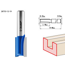 ЗУБР 12 x 19 мм, хвостовик 8 мм, фреза пазовая прямая, Профессионал (28753-12-19)