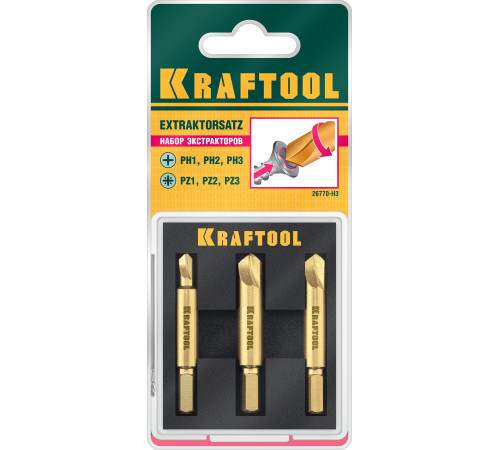 KRAFTOOL 3 шт, набор экстракторов поврежденного крепежа (26770-H3) купить  в Сочи KRAFTOOL 3 шт, набор экстракторов поврежденного крепежа (26770-H3) купить  в Сочи
