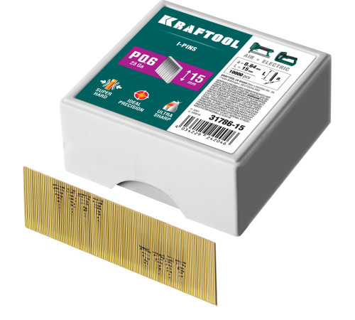 KRAFTOOL тип 23GA (P0.6) 15 мм, 10 000 шт, шпильки для нейлера (31786-15) купить  в Сочи