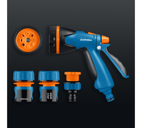 GRINDA B-834, пистолет поливочный B-8, коннектор 3/4, конектор 3/4 с автостопом, адаптер с внутр. резьбой 1/2х3/4, набор поливочный, PROLine (429113) купить  в Сочи