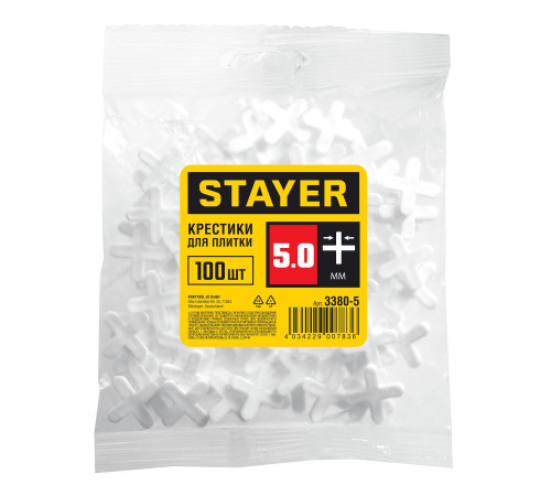 STAYER 5 мм, 100 шт, крестики для плитки (3380-5) купить в Сочи STAYER 5 мм, 100 шт, крестики для плитки (3380-5) купить в Сочи
