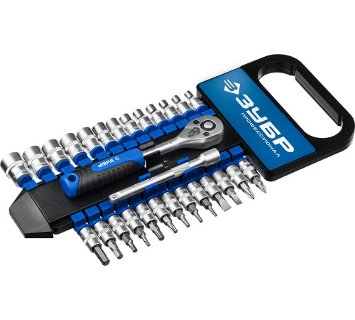 ЗУБР ТМ-28, 28 предм., (1/4″), набор торцовых головок, Профессионал (27645-H28) купить  в Сочи