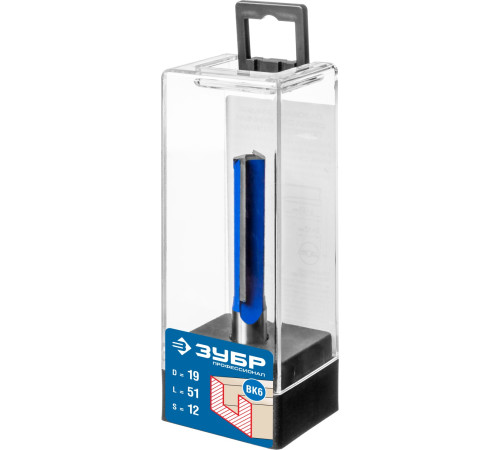 ЗУБР 19 x 51 мм, хвостовик 12 мм, фреза пазовая прямая с нижними подрезателями, Профессионал (28755-19-51) купить  в Сочи