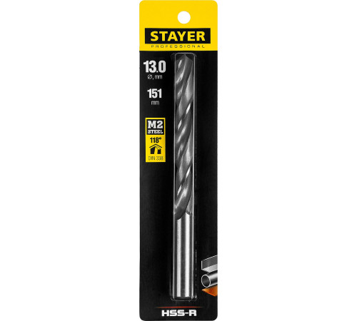 STAYER HSS-R, 13.0 х 151 мм, быстрорежущая сталь P6M5, сверло по металлу, Professional (29602-13) купить в Сочи STAYER HSS-R, 13.0 х 151 мм, быстрорежущая сталь P6M5, сверло по металлу, Professional (29602-13) купить в Сочи