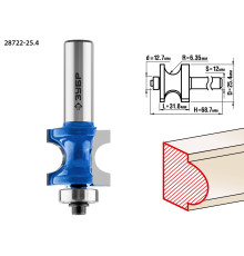 ЗУБР 25.4 x 31.8 мм, радиус 6.3 мм, фреза полустержневая с подшипником, Профессионал (28722-25.4)