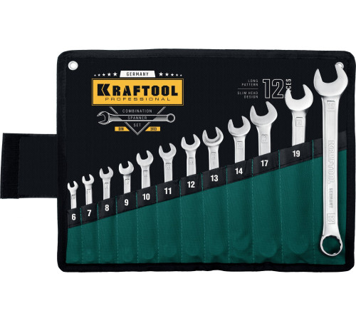 KRAFTOOL 12 шт, 6 - 22 мм, набор комбинированных гаечных ключей (27079-H12) купить  в Сочи