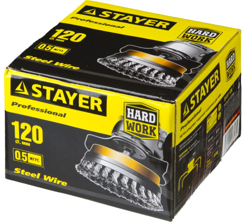 STAYER 120 мм, жгутированная стальная проволока 0.5 мм, чашечная щетка-крацовка для УШМ, Professional (35137-120) купить  в Сочи