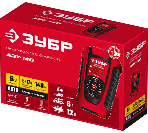 ЗУБР АЗУ-140, 6/12 В, 6 А, автоматическое зарядное устройство (59310) купить  в Сочи