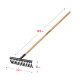 GRINDA GS-14 WOOD, 445 х 95 х 1300 мм, 14 витых зубцов, углеродистая сталь, антикор. покрытие, черенок дерев. высш. сорт, садовые грабли(39581-14) купить в Сочи