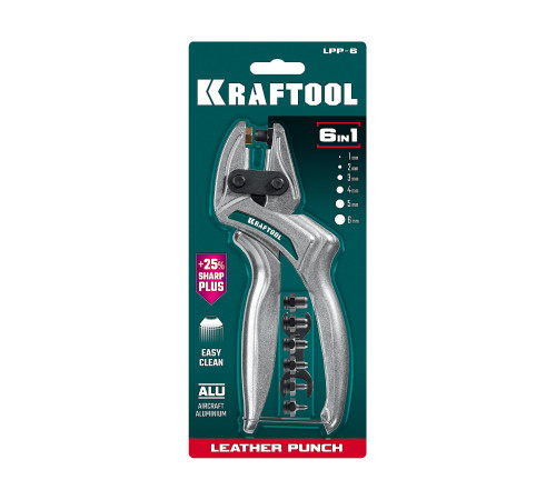 KRAFTOOL LPP-6 с набором насадок 1-6 мм, мощный дырокол для кожи (22952) для вырубки круглых отверстий в картоне, коже, резине и пластмассе KRAFTOOL LPP-6 с набором насадок 1-6 мм, мощный дырокол для кожи (22952) для вырубки круглых отверстий в картоне, коже, резине и пластмассе