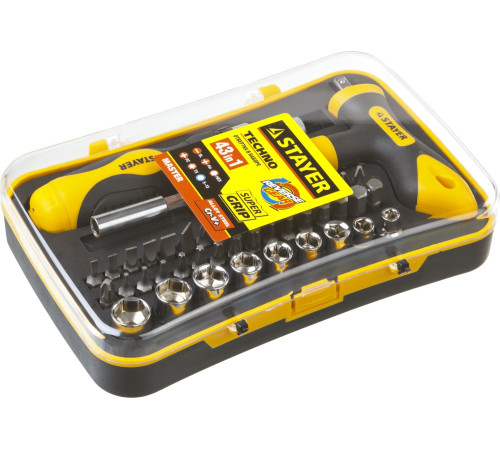 STAYER T-Compact-43, 43 предм., реверсивная отвертка с насадками (25084-H43) купить  в Сочи