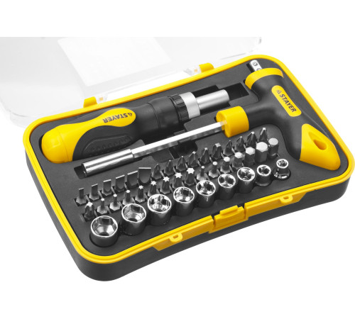 STAYER T-Compact-43, 43 предм., реверсивная отвертка с насадками (25084-H43) купить  в Сочи