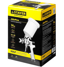 STAYER AirPro G, HVLP 1.4 мм, пневматический краскопульт с верхним бачком, Professional (06476-1.4)