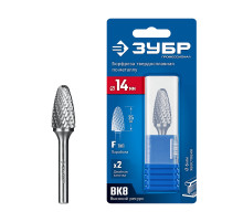 ЗУБР 14х25 мм, тип F (парабола с закругленным углом, радиус 3.5 мм), хв-к 6 мм, твердосплавная борфреза, ПРОФЕССИОНАЛ (28805-14-25)