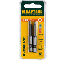 KRAFTOOL X-Drive Hex 3, 50 мм, 2 шт, торсионные биты (26127-3-50-2)