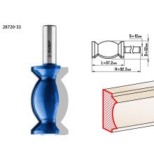 ЗУБР 32 x 57 мм, хвостовик 12 мм, фреза кромочная фигурная №9, Профессионал (28720-32)