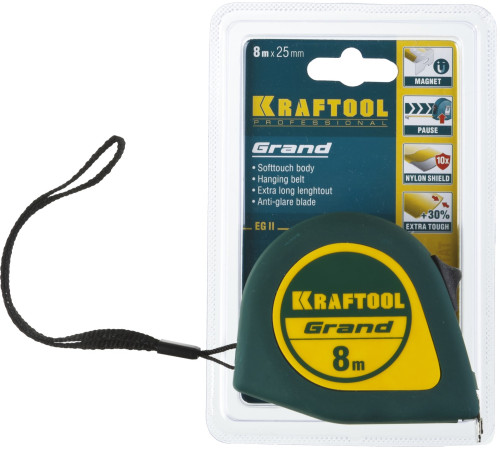 KRAFTOOL Grand, 8 м х 25 мм, рулетка (34022-08-25) купить  в Сочи