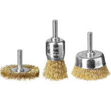 ЗУБР d 24/50/50 мм, витая стальная латунированная проволока 0.3 мм, набор щеток для дрели, Профессионал (3530-H3)