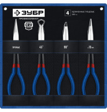 ЗУБР 4 шт, набор удлиненного губцевого инструмента, Профессионал (22026)