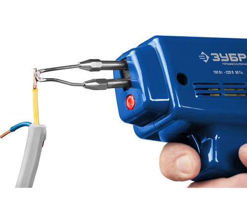 ЗУБР 150 Вт, в наборе: нагрев 6 сек., канифоль, припой, 2 сменных жала, импульсный паяльник, Профессионал (55412-H4) купить  в Сочи