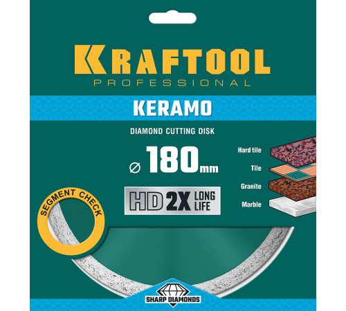 KRAFTOOL KERAMO, 180 мм, (22.2 мм, 10 х 2.0 мм), сплошной алмазный диск (36684-180) купить в Сочи KRAFTOOL KERAMO, 180 мм, (22.2 мм, 10 х 2.0 мм), сплошной алмазный диск (36684-180) купить в Сочи