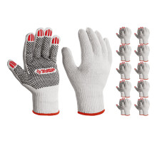 ЗУБР ОПТИМА, М (8), х/б перчатки с ПВХ покрытием (точка), 10 класс, 10 пар (11440-М10)