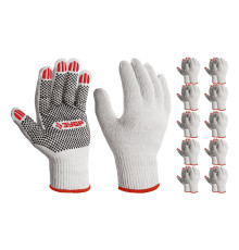 ЗУБР ОПТИМА, М (8), х/б перчатки с ПВХ покрытием (точка), 10 класс, 10 пар (11440-М10)