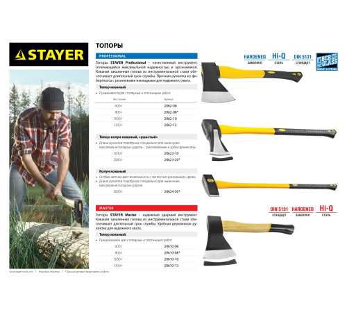 STAYER FIBERGLASS, 3000/3800 г, 900 мм, тяжелый кованый колун, Professional (20624-30) купить  в Сочи