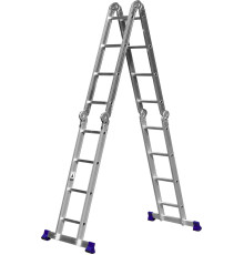 СИБИН ЛТ-44, 4 x 4 ступени, алюминиевая, четырехсекционная лестница-трансформер (38852)