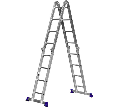 СИБИН ЛТ-44, 4 x 4 ступени, алюминиевая, четырехсекционная лестница-трансформер (38852) купить  в Сочи